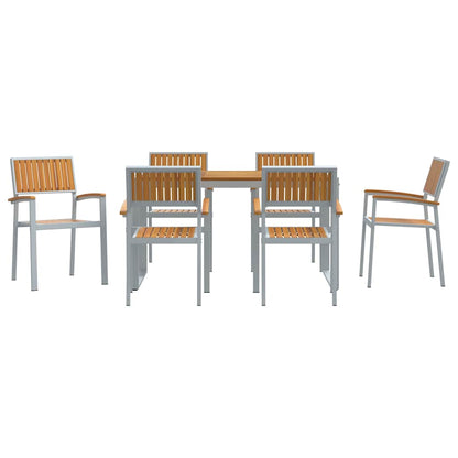 Garten Essgruppe 7 pcs Grau und Braun 140 x 80 x 75 cm