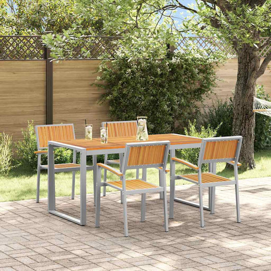 Garten Essgruppe 5 pcs Grau und Braun 160 x 80 x 75 cm