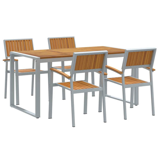 Garten Essgruppe 5 pcs Grau und Braun 160 x 80 x 75 cm
