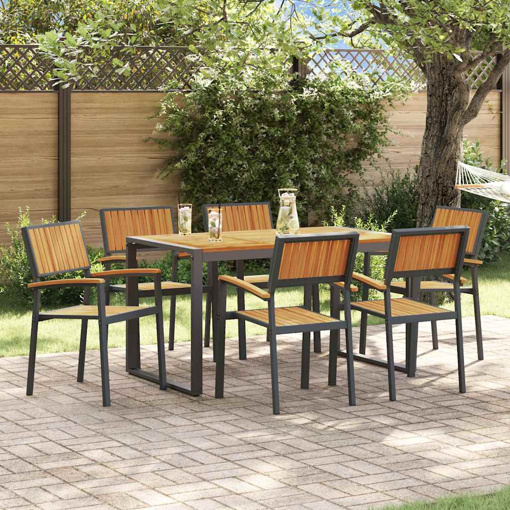 Garten Essgruppe 7 pcs Schwarz und Braun 140 x 80 x 75 cm