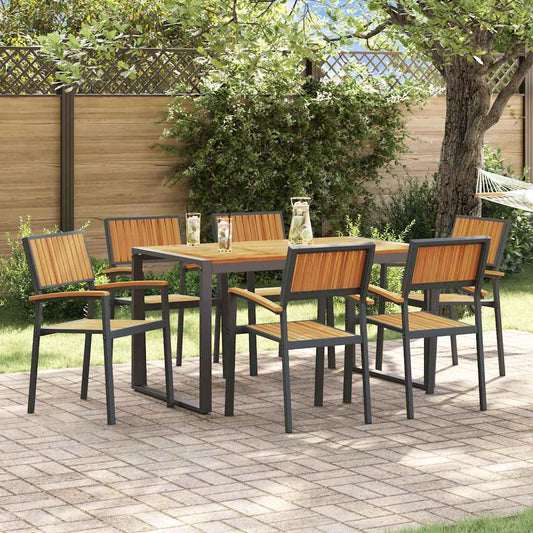 Garten Essgruppe 7 pcs Schwarz und Braun 140 x 80 x 75 cm