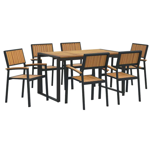 Garten Essgruppe 7 pcs Schwarz und Braun 140 x 80 x 75 cm