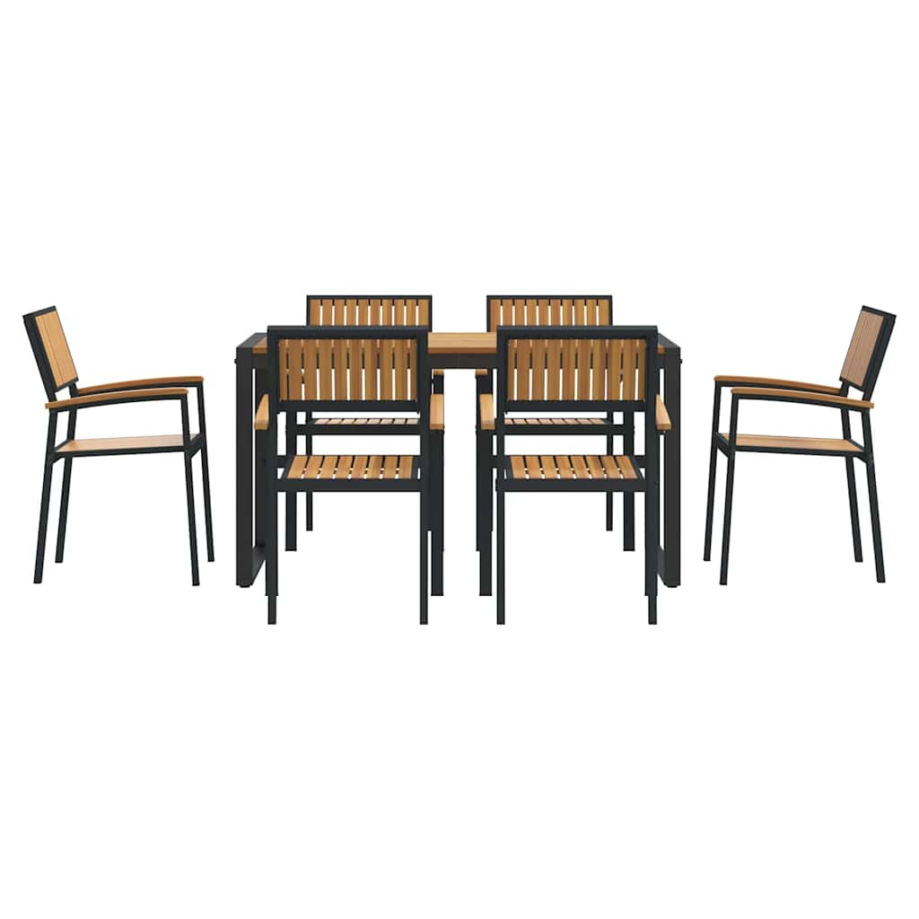 Garten Essgruppe 7 pcs Schwarz und Braun 140 x 80 x 75 cm
