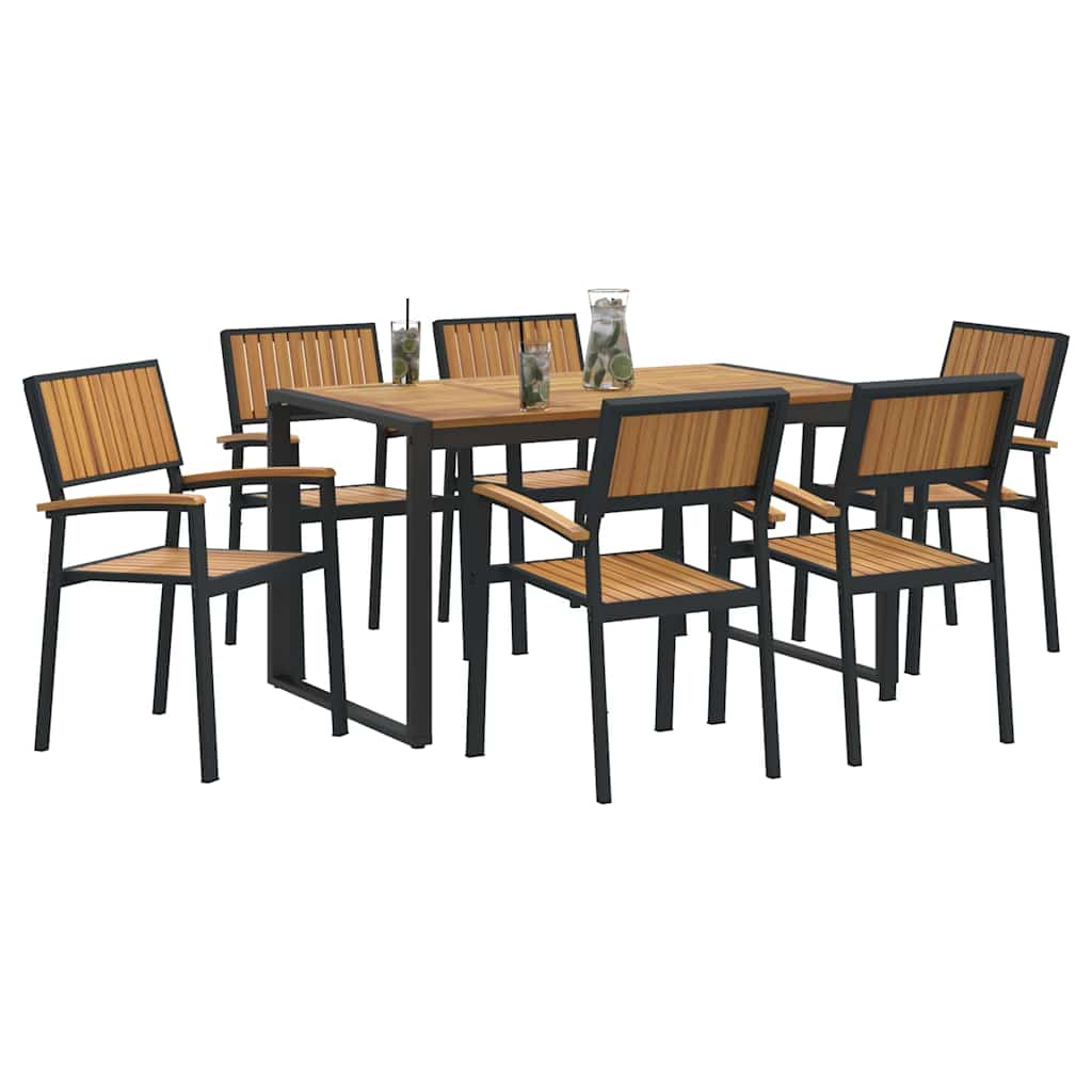 Garten Essgruppe 7 pcs Schwarz und Braun 140 x 80 x 75 cm