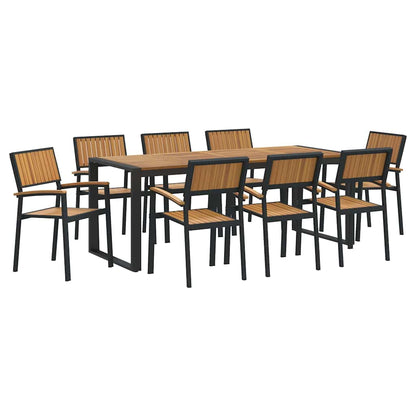 Garten Essgruppe 9 pcs Schwarz und Braun 200 x 90 x 75 cm