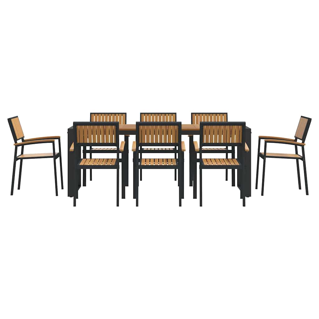 Garten Essgruppe 9 pcs Schwarz und Braun 200 x 90 x 75 cm