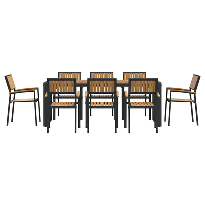 Garten Essgruppe 9 pcs Schwarz und Braun 200 x 90 x 75 cm