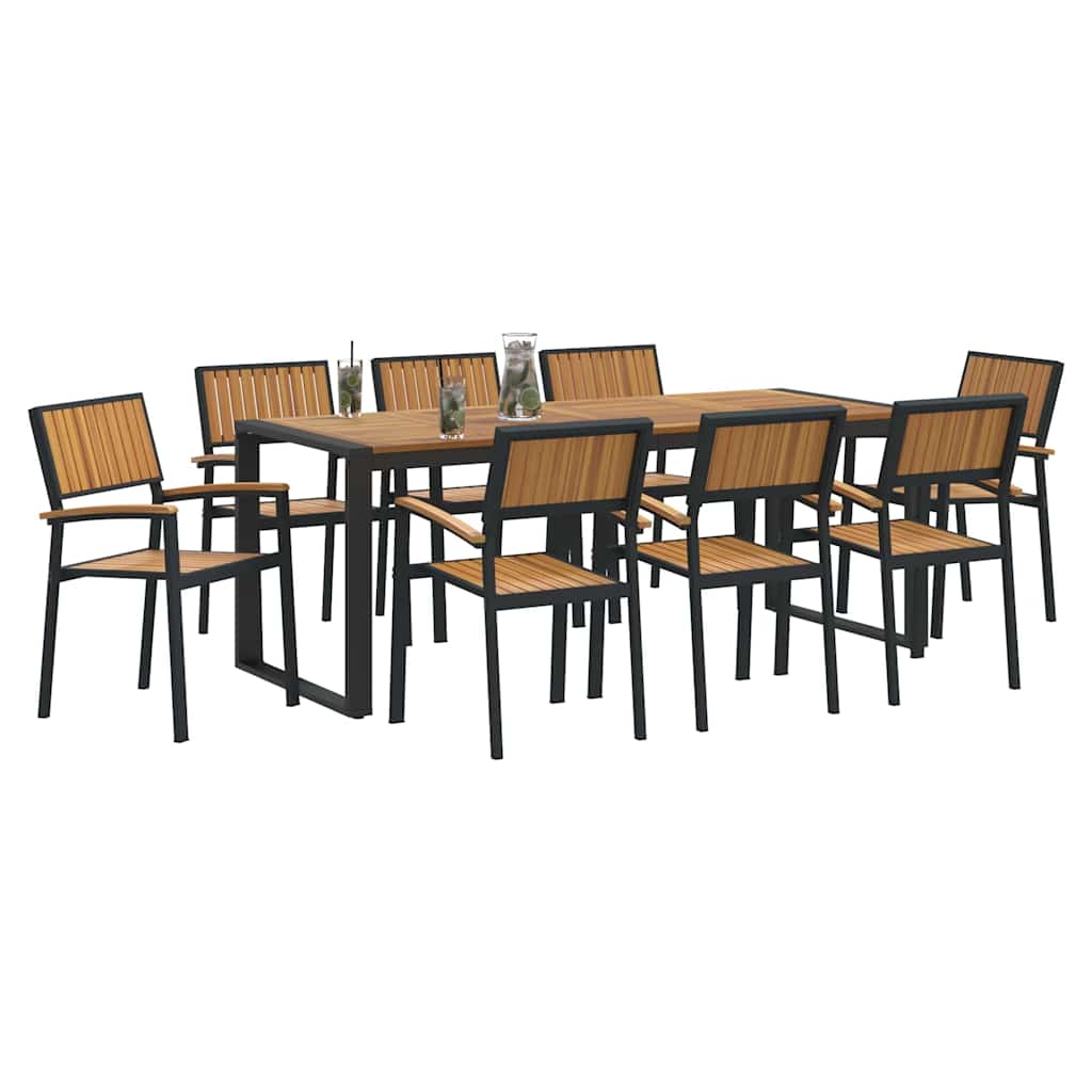 Garten Essgruppe 9 pcs Schwarz und Braun 200 x 90 x 75 cm