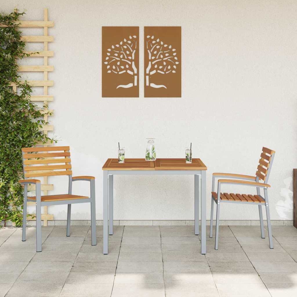 Garten Essgruppe 3 pcs Grau und Braun 90 x 90 x 75 cm
