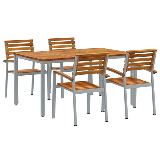 Garten Essgruppe 5 pcs Grau und Braun 150 x 90 x 75 cm
