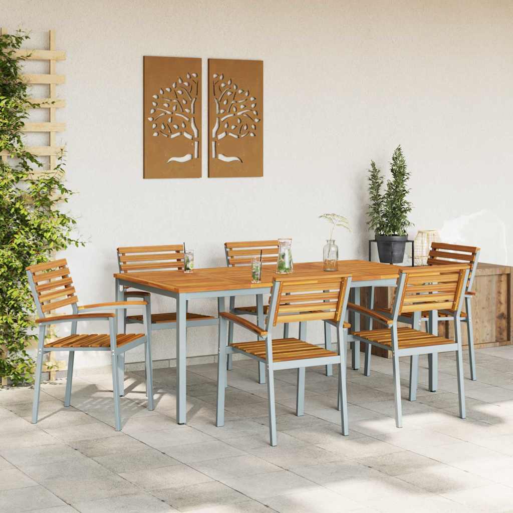 Garten Essgruppe 7 pcs Grau und Braun 180 x 90 x 75 cm