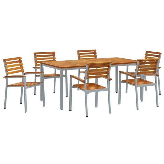 Garten Essgruppe 7 pcs Grau und Braun 180 x 90 x 75 cm