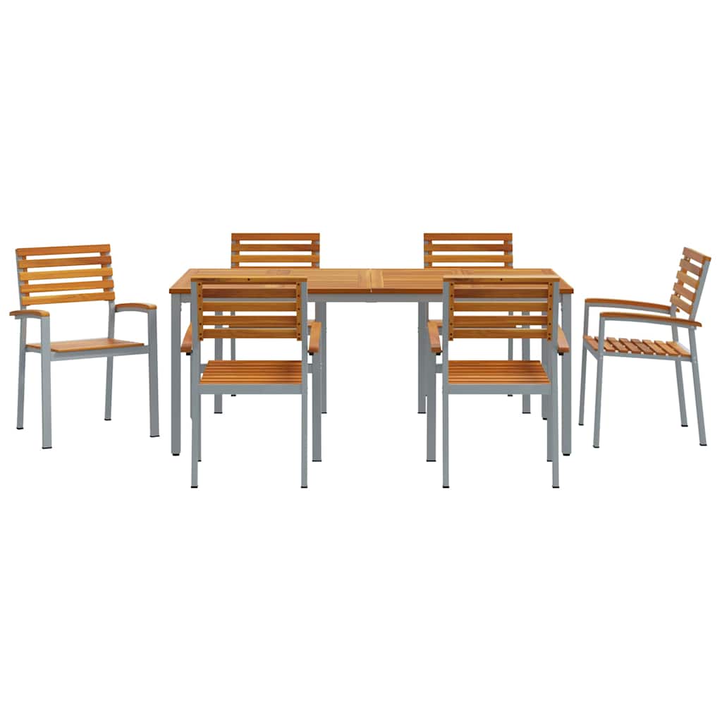 Garten Essgruppe 7 pcs Grau und Braun 180 x 90 x 75 cm