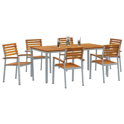 Garten Essgruppe 7 pcs Grau und Braun 180 x 90 x 75 cm