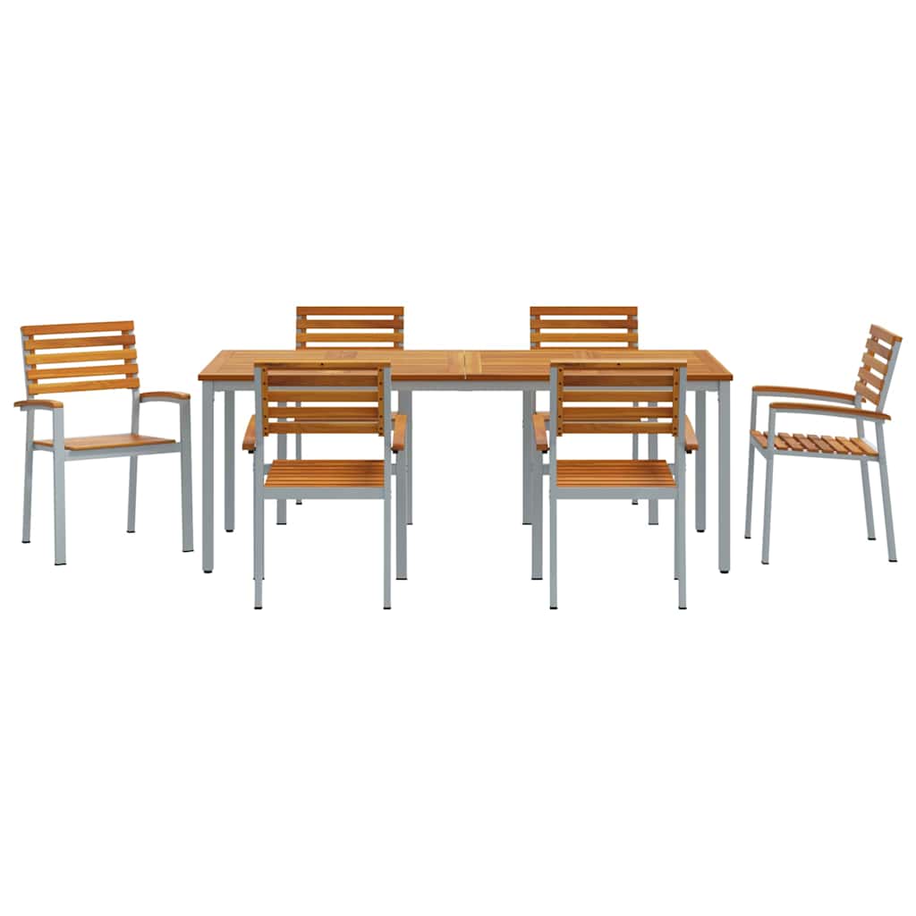 Garten Essgruppe 7 pcs Grau und Braun 200 x 90 x 75 cm