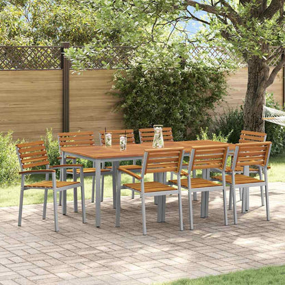 Garten Essgruppe 9 pcs Grau und Braun 200 x 90 x 75 cm