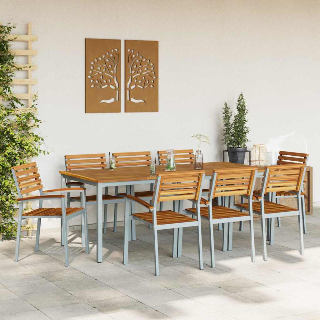 Garten Essgruppe 9 pcs Grau und Braun 200 x 90 x 75 cm