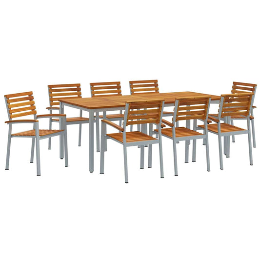 Garten Essgruppe 9 pcs Grau und Braun 200 x 90 x 75 cm