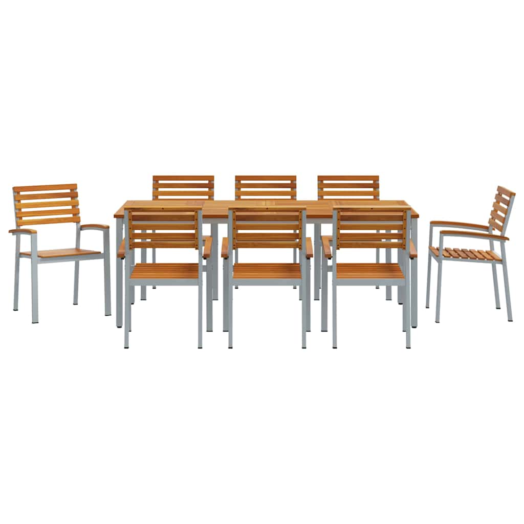 Garten Essgruppe 9 pcs Grau und Braun 200 x 90 x 75 cm