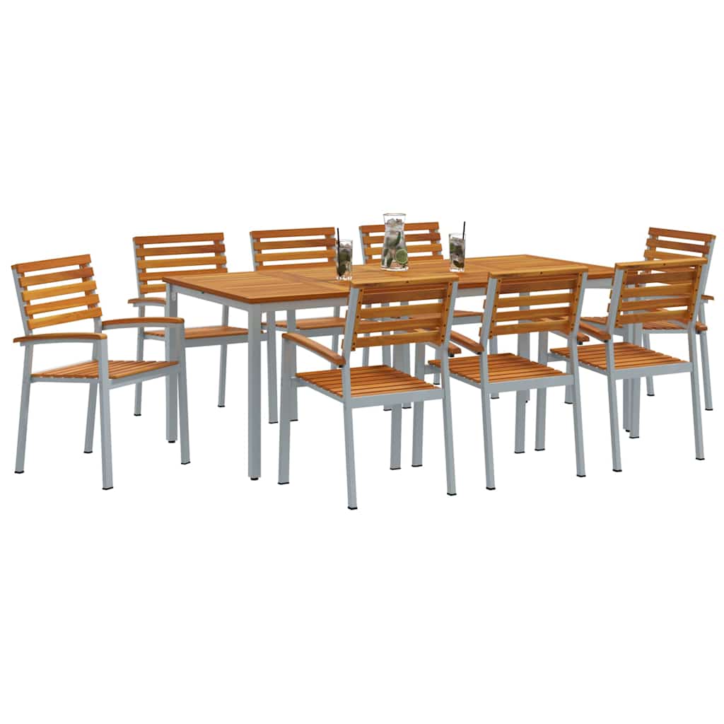 Garten Essgruppe 9 pcs Grau und Braun 200 x 90 x 75 cm