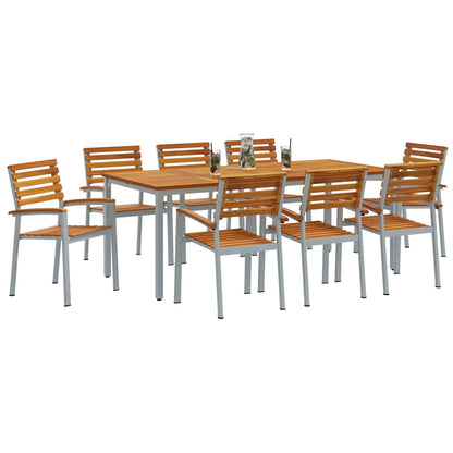 Garten Essgruppe 9 pcs Grau und Braun 200 x 90 x 75 cm