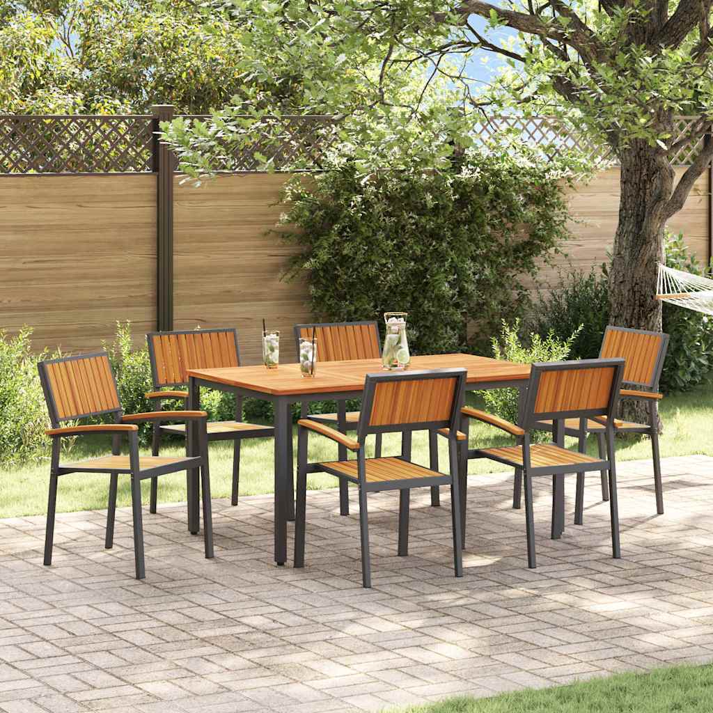 Garten Essgruppe 7 pcs Schwarz und Braun 150 x 90 x 75 cm