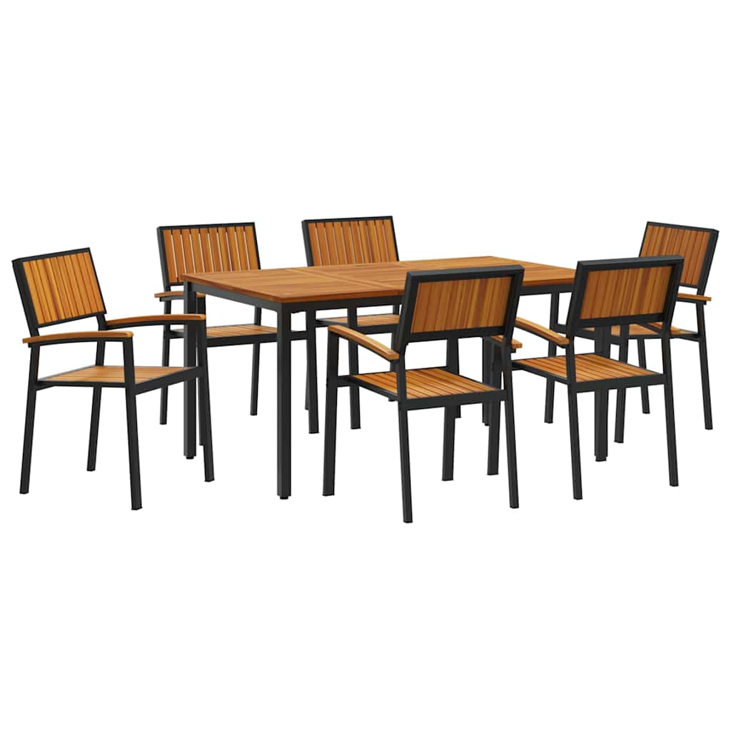 Garten Essgruppe 7 pcs Schwarz und Braun 150 x 90 x 75 cm