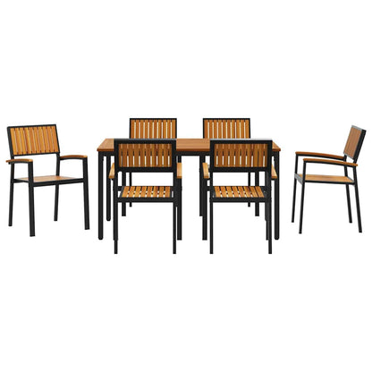 Garten Essgruppe 7 pcs Schwarz und Braun 150 x 90 x 75 cm