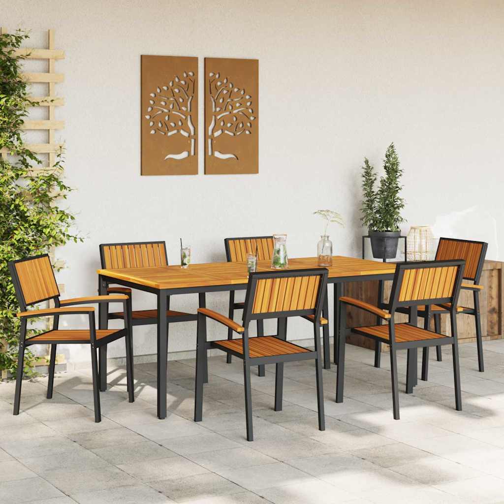 Garten Essgruppe 7 pcs Schwarz und Braun 180 x 90 x 75 cm