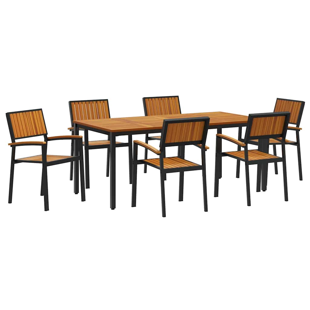 Garten Essgruppe 7 pcs Schwarz und Braun 180 x 90 x 75 cm