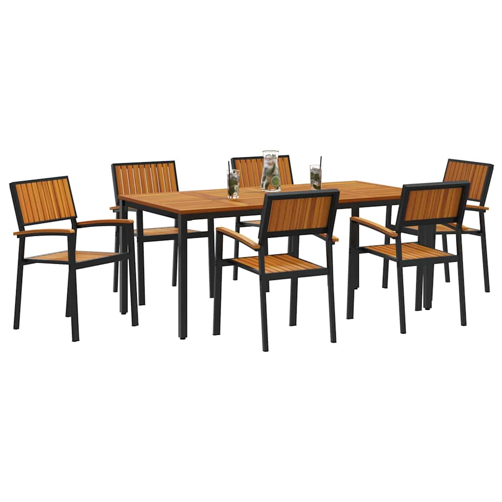 Garten Essgruppe 7 pcs Schwarz und Braun 180 x 90 x 75 cm