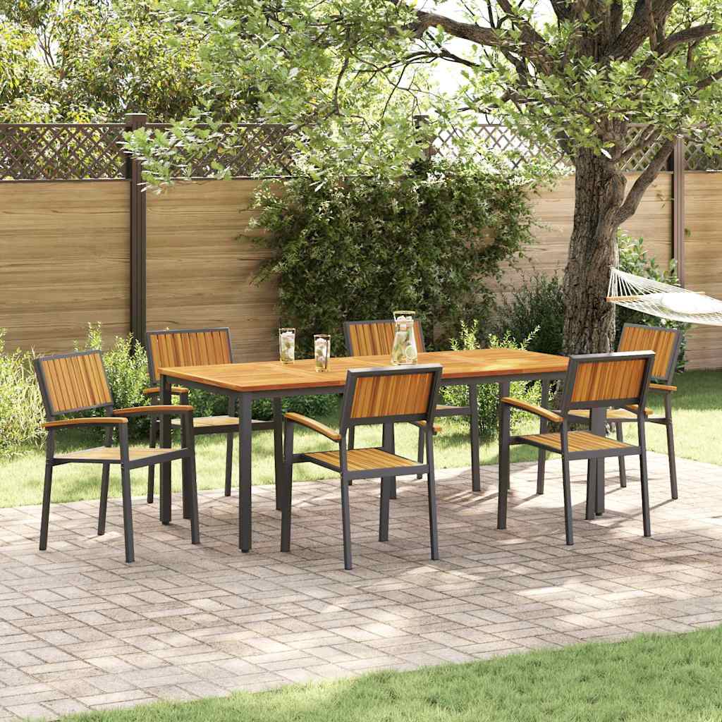 Garten Essgruppe 7 pcs Schwarz und Braun 200 x 90 x 75 cm