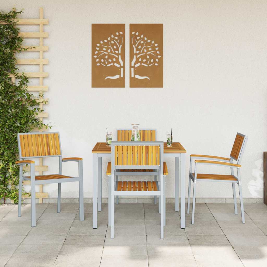 Garten Essgruppe 5 pcs Grau und Braun 90 x 90 x 75 cm
