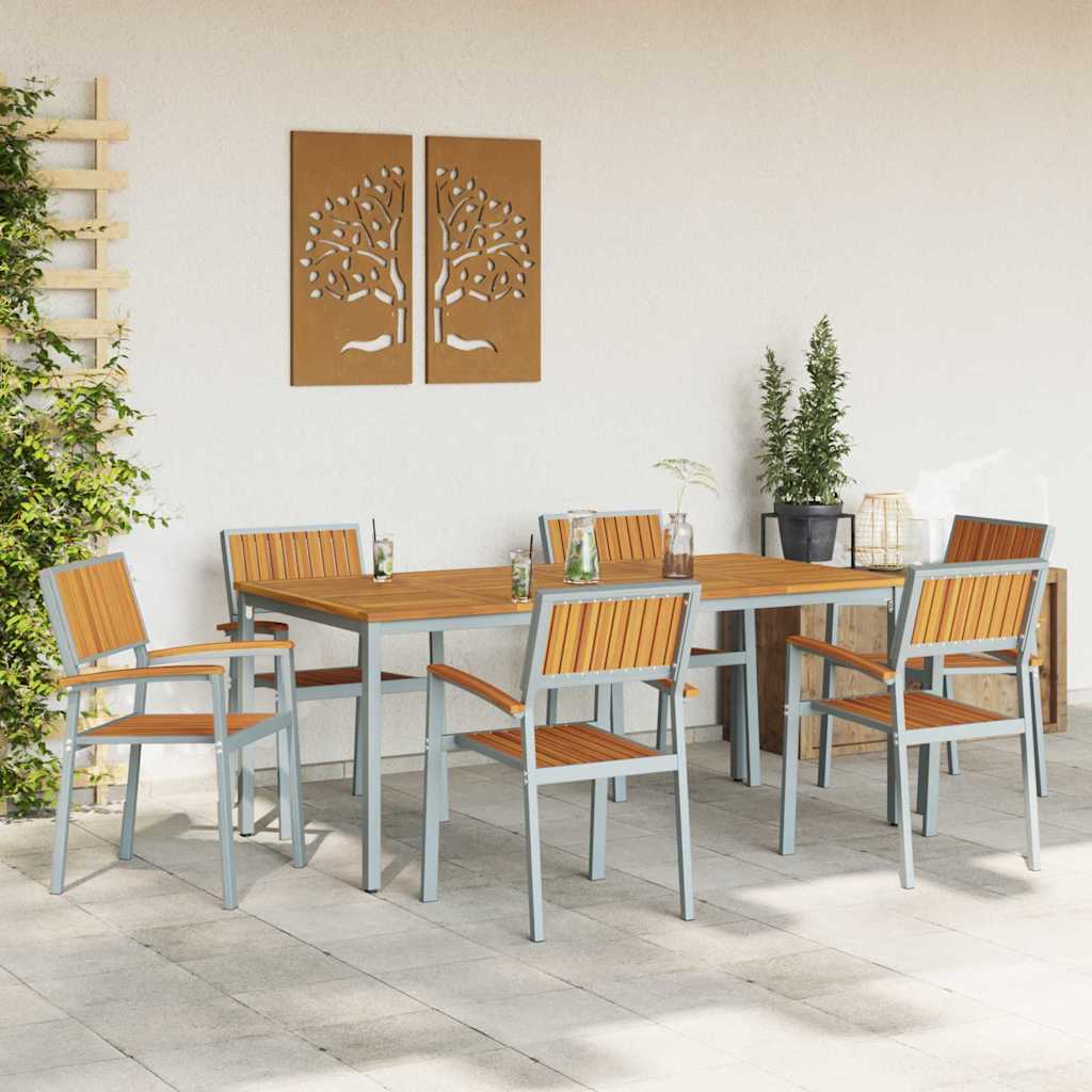 Garten Essgruppe 7 pcs Grau und Braun 180 x 90 x 75 cm