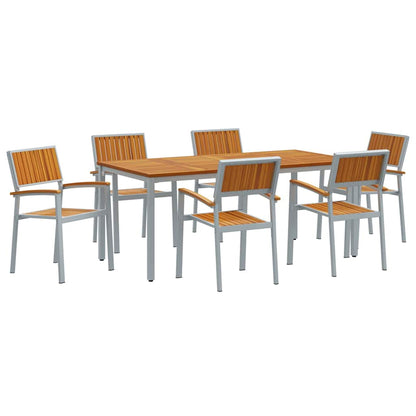 Garten Essgruppe 7 pcs Grau und Braun 180 x 90 x 75 cm