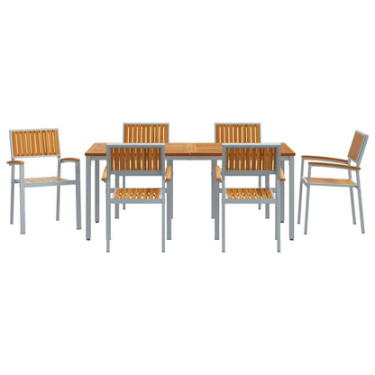 Garten Essgruppe 7 pcs Grau und Braun 180 x 90 x 75 cm