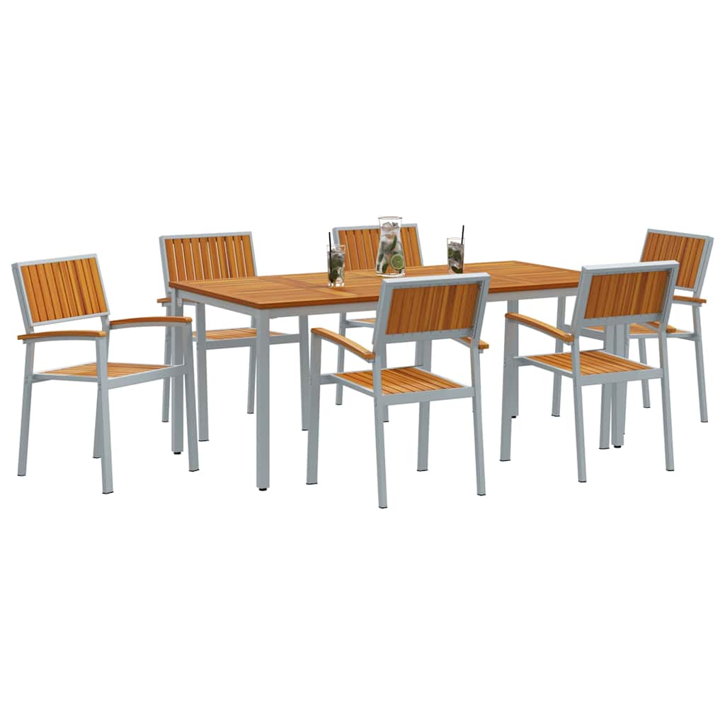 Garten Essgruppe 7 pcs Grau und Braun 180 x 90 x 75 cm