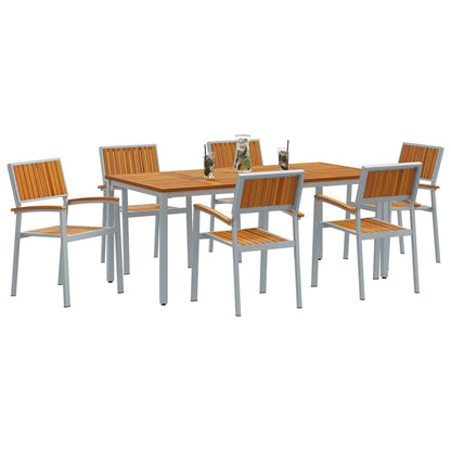 Garten Essgruppe 7 pcs Grau und Braun 180 x 90 x 75 cm