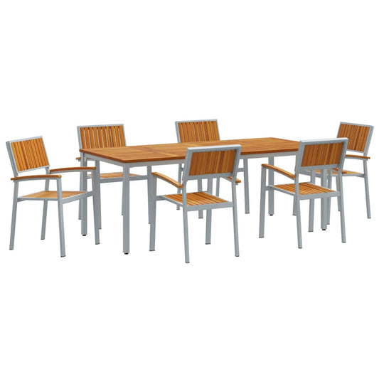 Garten Essgruppe 7 pcs Grau und Braun 200 x 90 x 75 cm