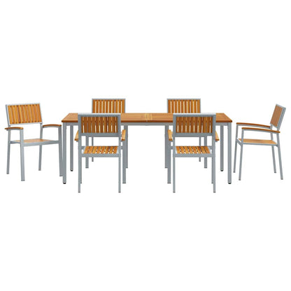Garten Essgruppe 7 pcs Grau und Braun 200 x 90 x 75 cm