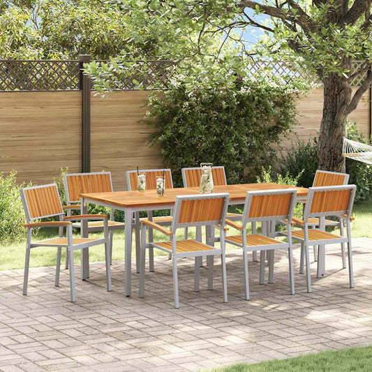 Garten Essgruppe 9 pcs Grau und Braun 200 x 90 x 75 cm