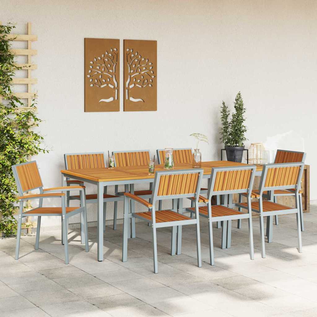 Garten Essgruppe 9 pcs Grau und Braun 200 x 90 x 75 cm