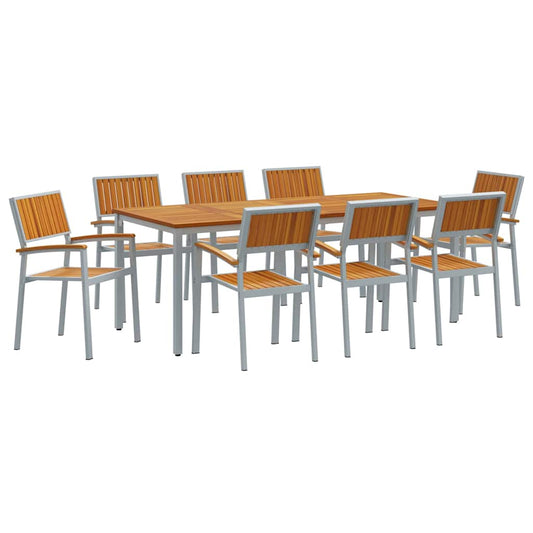 Garten Essgruppe 9 pcs Grau und Braun 200 x 90 x 75 cm