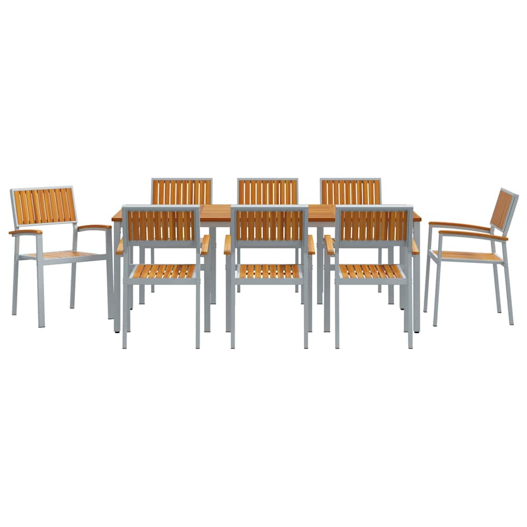 Garten Essgruppe 9 pcs Grau und Braun 200 x 90 x 75 cm