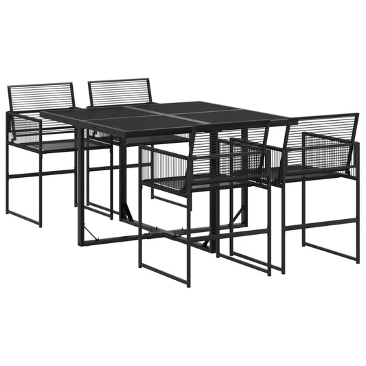 5-tlg. Garten-Essgruppe Schwarz Poly Rattan