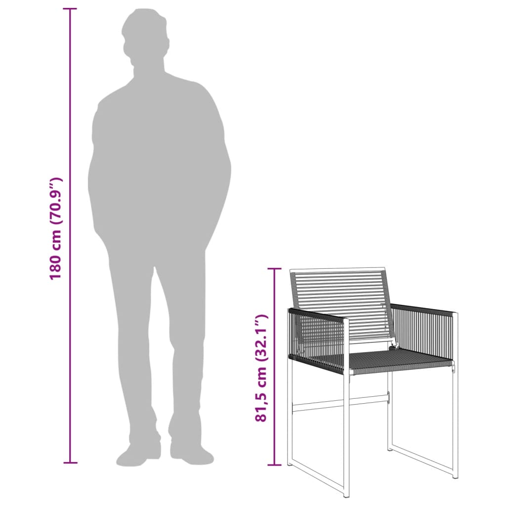 7-delt sæt Have spisestuesæt Sort polyrattan