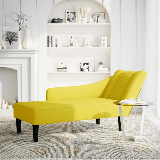 Chaiselongue mit Rechter Armlehne Gelb Samt