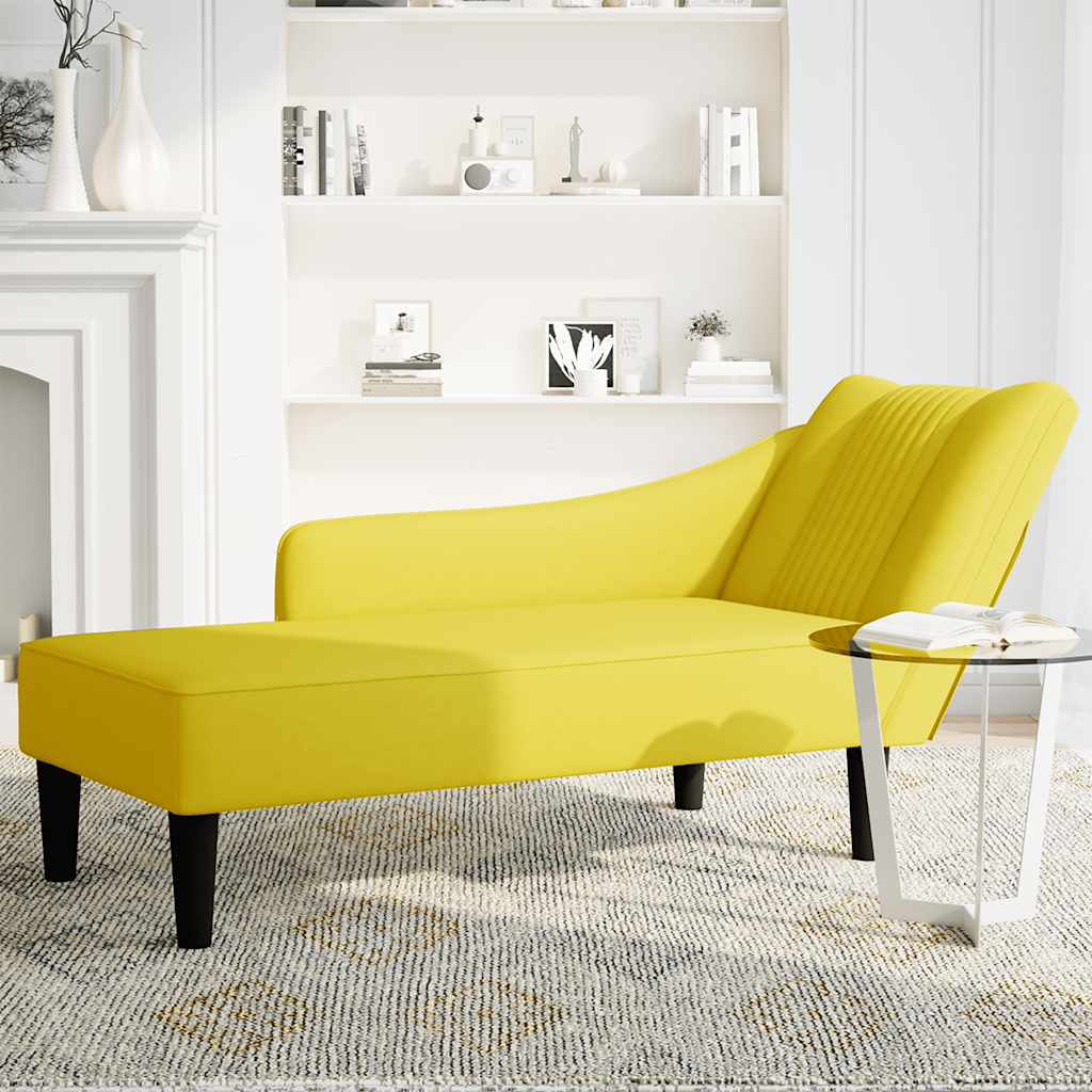 Chaiselongue mit Rechter Armlehne Gelb Samt