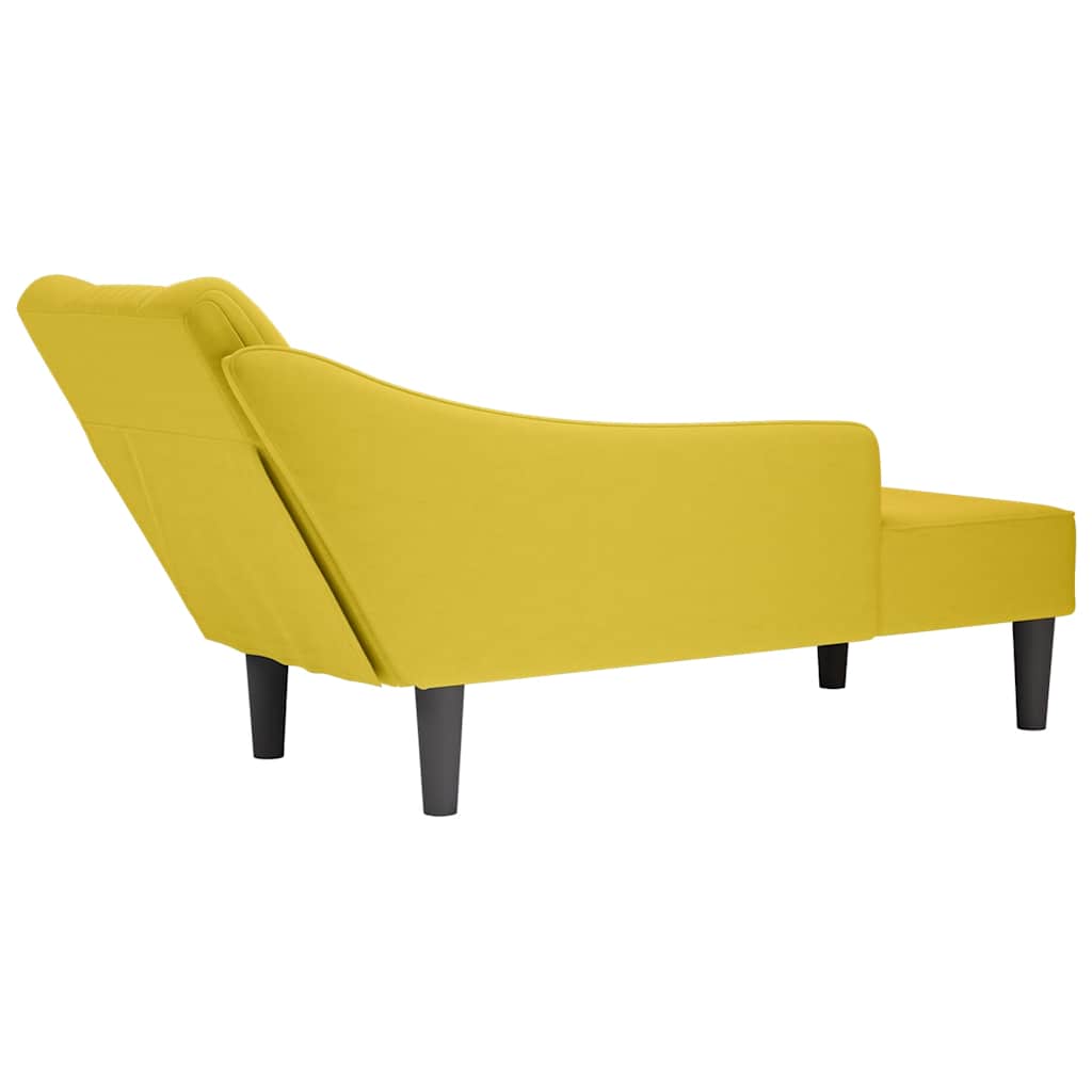 Chaiselongue mit Rechter Armlehne Gelb Samt