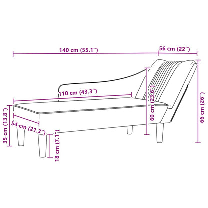 Chaiselongue mit Rechter Armlehne Gelb Samt